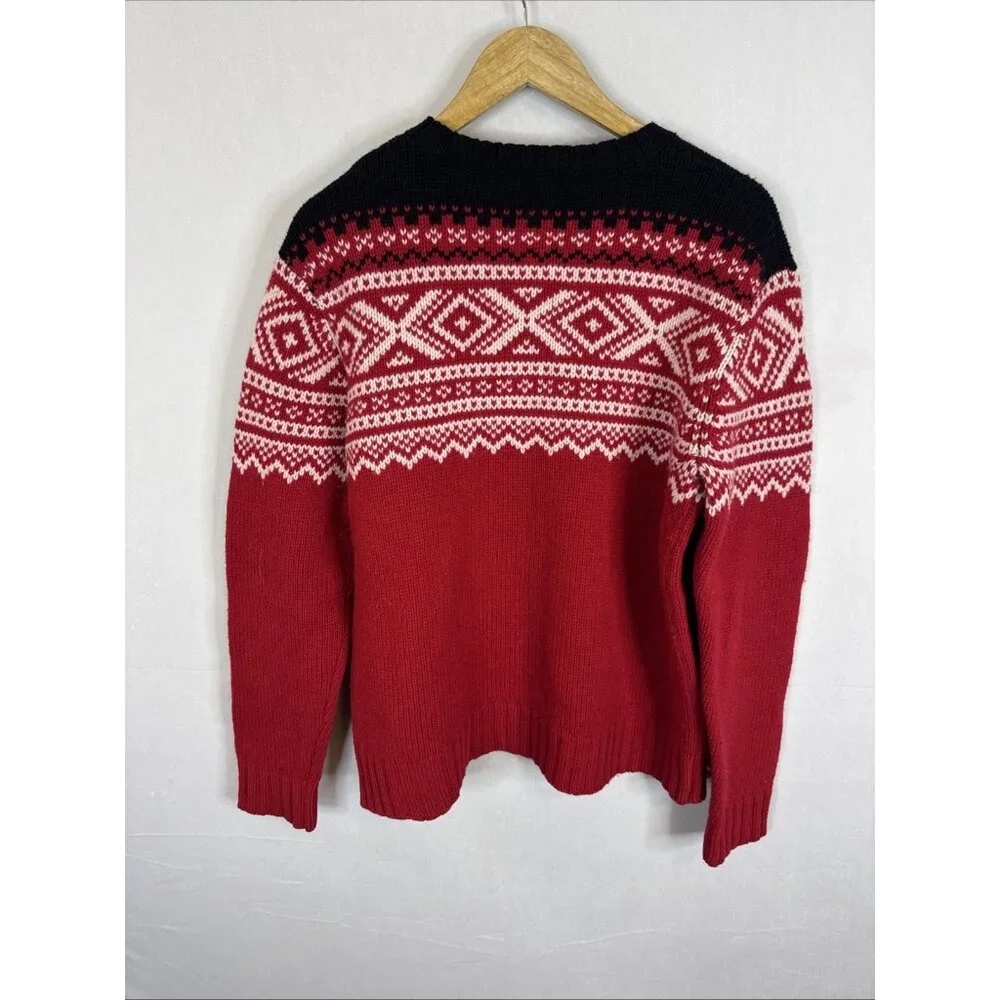 Roots Winter Edition Lambswool‎ Sweater Mens M Red Fair Isle Vintage